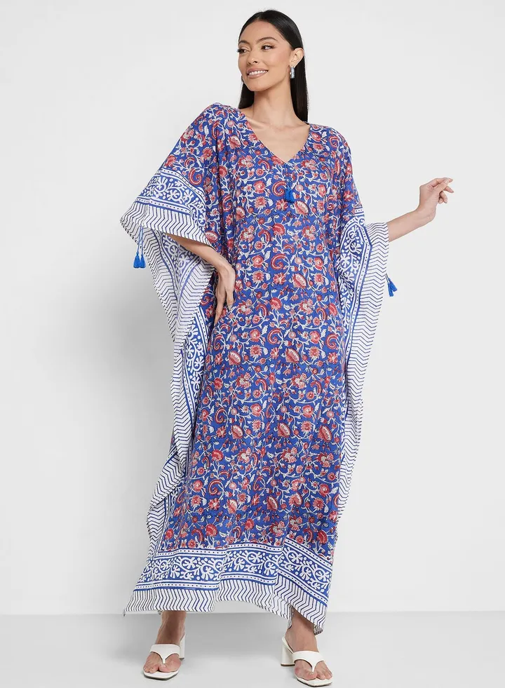 Cape Sleeve Printed Kaftan