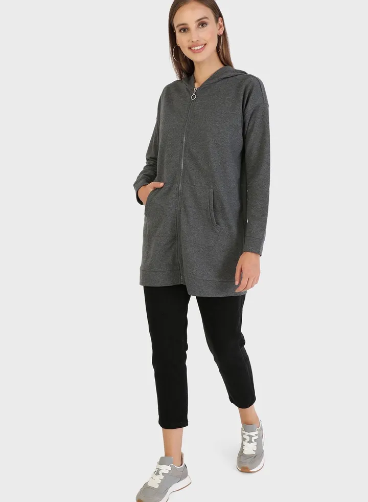 Zip Pocket Detail Hoodie