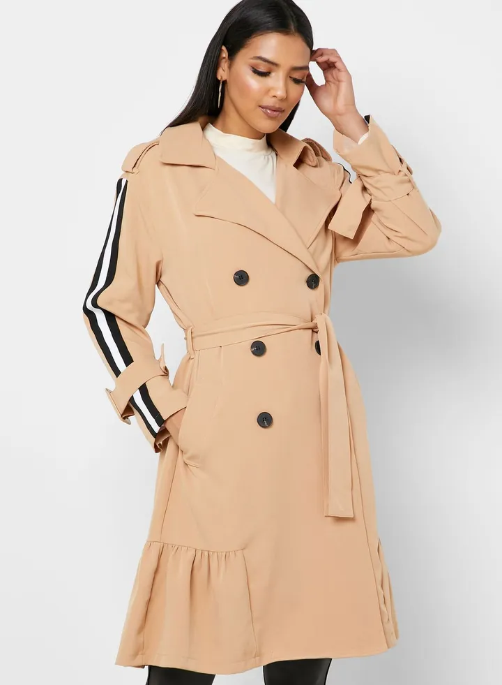 Striped Sleeve Coat