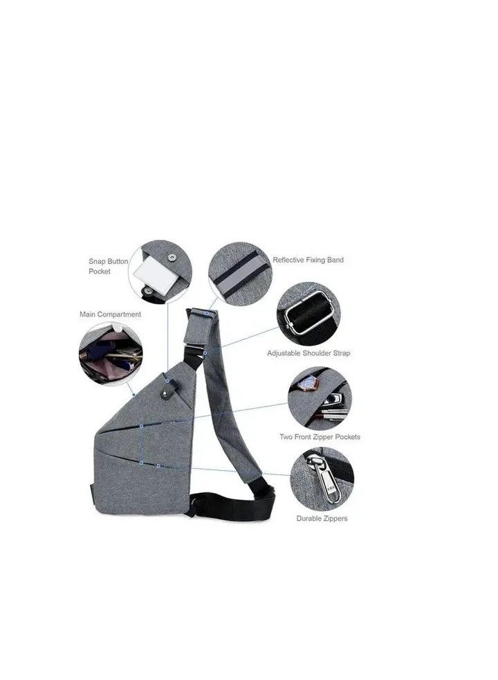 Anti-Thief Crossbody Personal Pocket Bag Lightweight Chest Shoulder Backpack for Travel Hiking (Dark Grey)