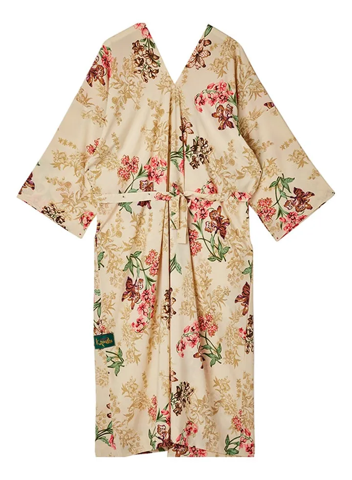 Cotton Prented Special Dress beige