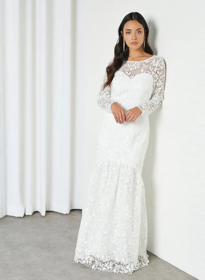 Bridal Josette Fishtail Dress White