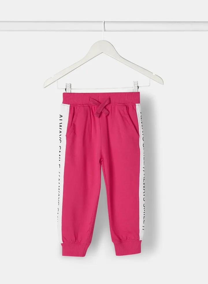 Fashionable Casual Joggers Hot Pink/White