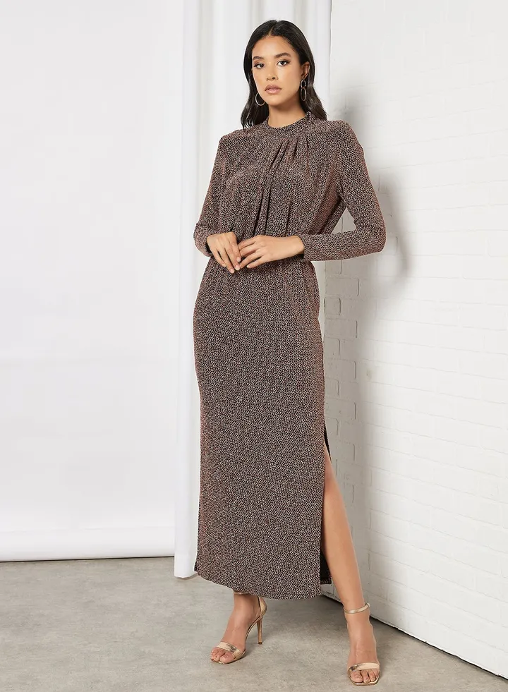 Yen Long Sleeve Maxi Dress Black/Copper