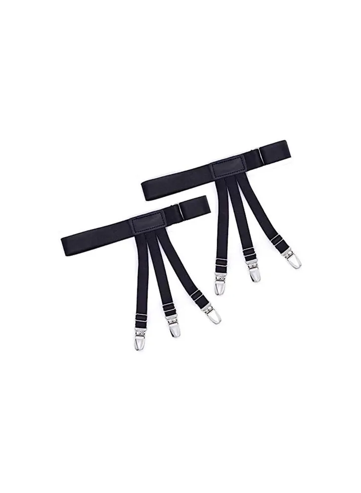 Adjustable Elastic Shirt Holder Garter black