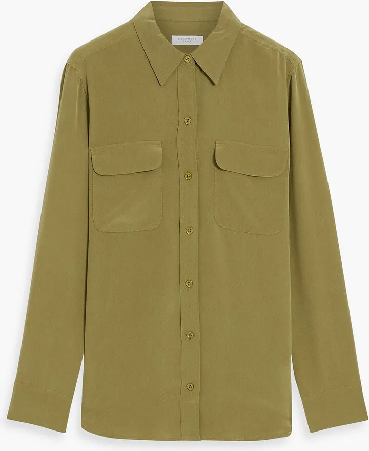 Slim Signature washed-silk shirt