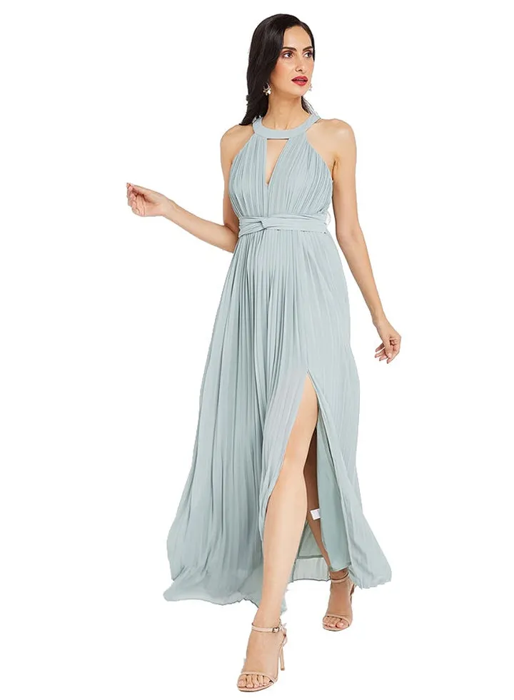 Ivonne Thigh Split Dress Green Lilly