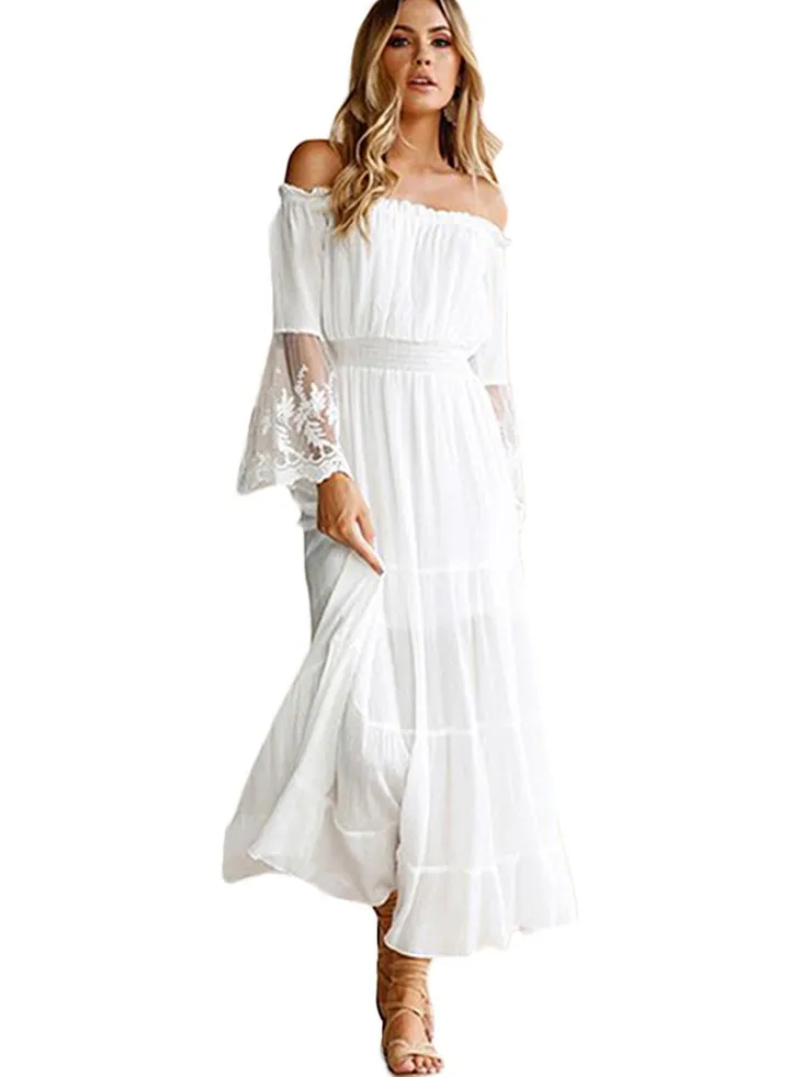 Off Shoulder Maxi Dress White