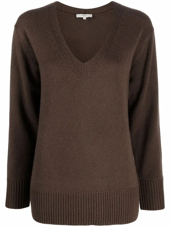 V-neck cashmere-knit top