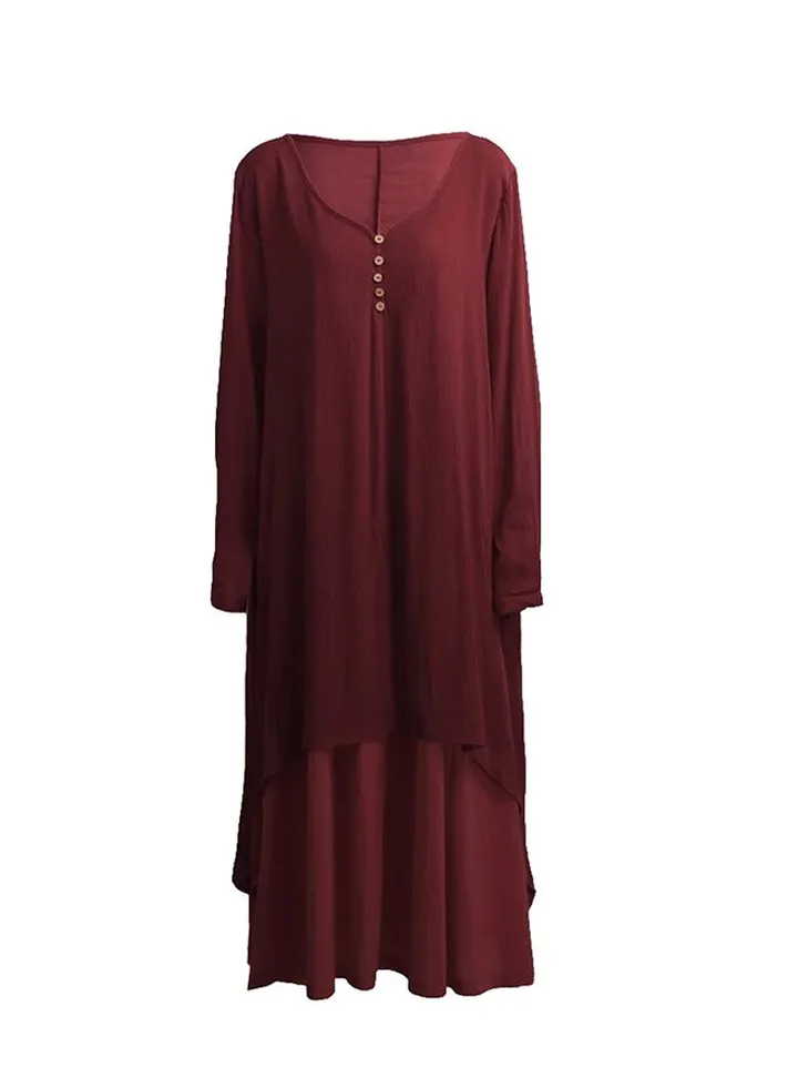 Long Sleeve Maxi Dress Maroon