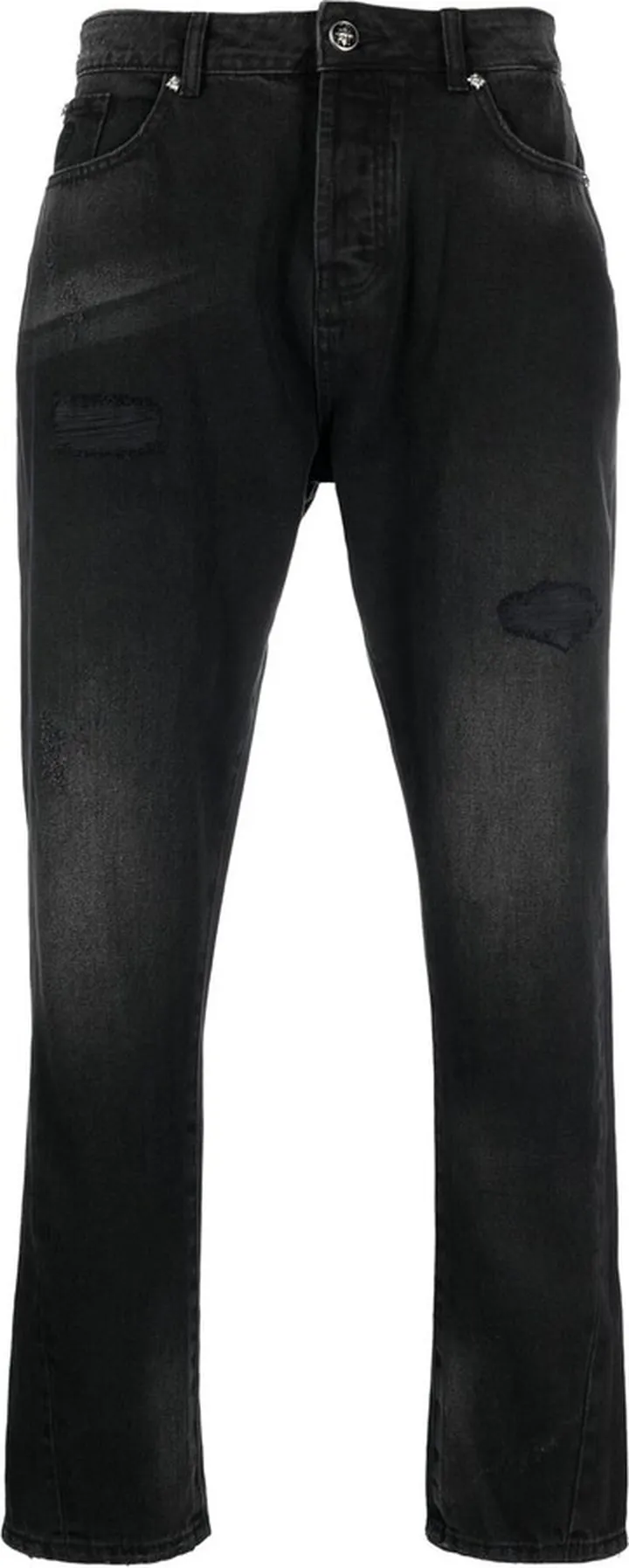 Tapered-Leg Distressed Jeans