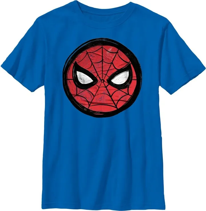 Boy's Spider-Man: Beyond Amazing Mask Sketch Circle T-Shirt - Royal Blue - Medium