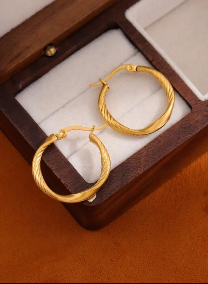 Elegant Stainless Steel Gold Plated Earrings For Women
