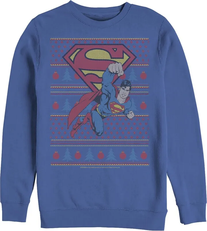 Men's Superman Ugly Christmas Superman Flight Sweatshirt - Royal Blue - 2X Large