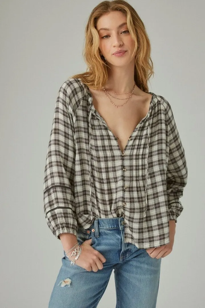 Plaid Pintuck Shirt