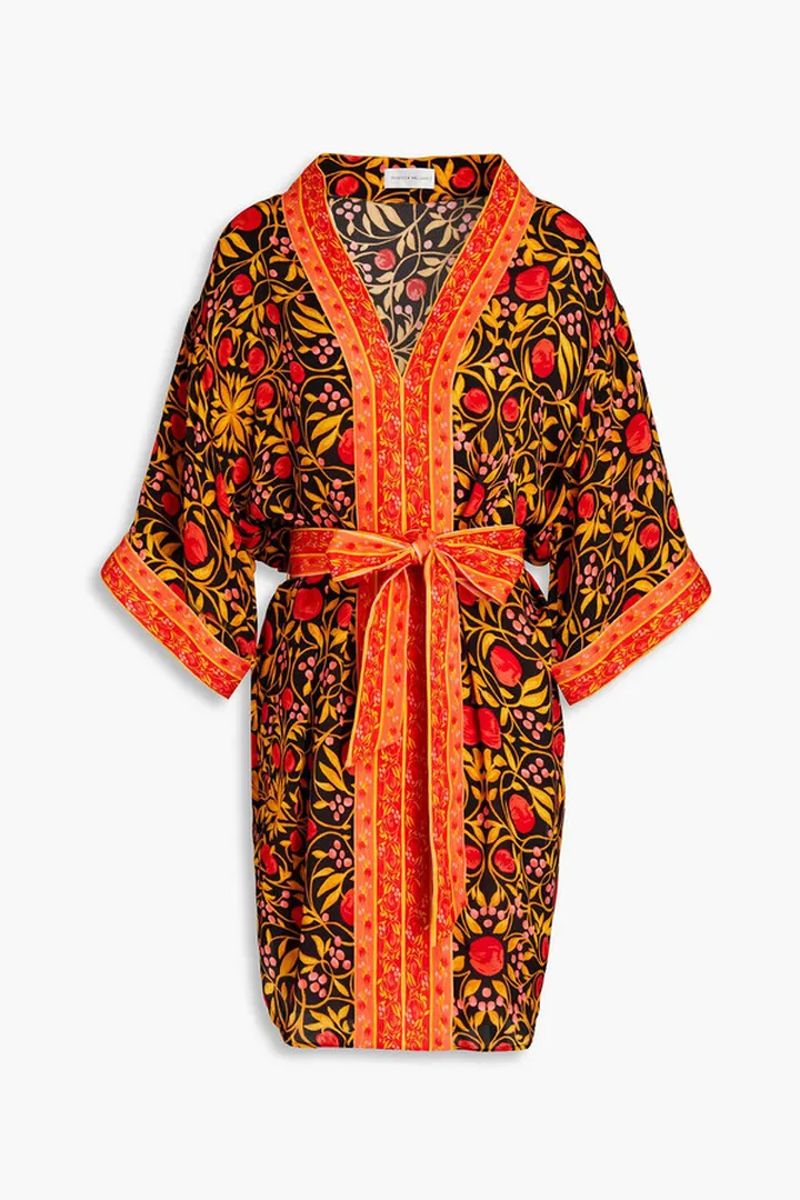 Floral-print crepe tunic