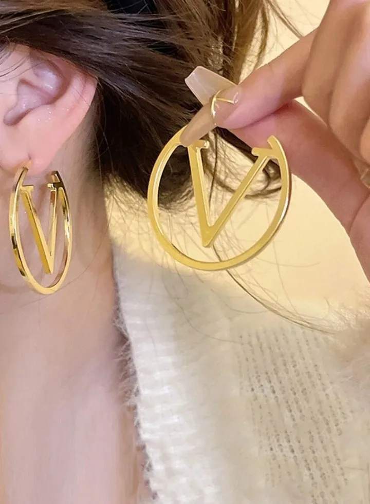 Elegant Gold Plated Stainless Steel Hoop Earrings For Women