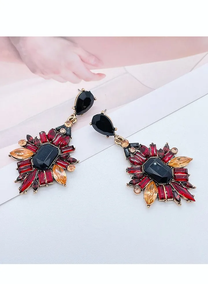 Earrings with Colorful Crystal Letter Pendant for Women Stud Earring Boho Birthday Jewelry Gifts