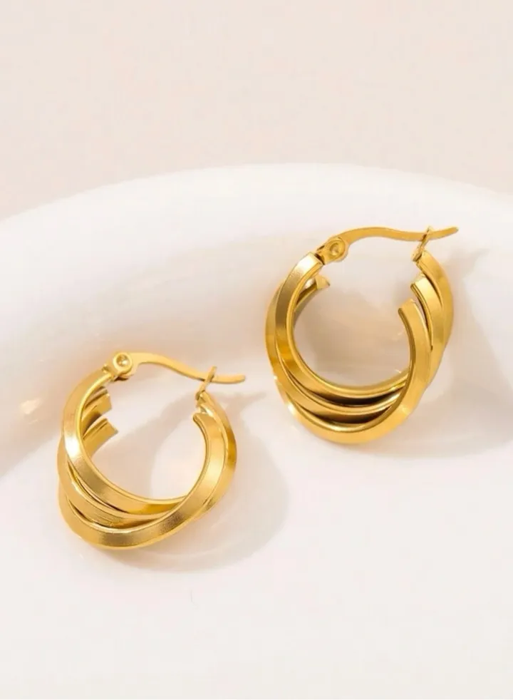 Elegant Stainless Steel Gold Plated Earrings For Women