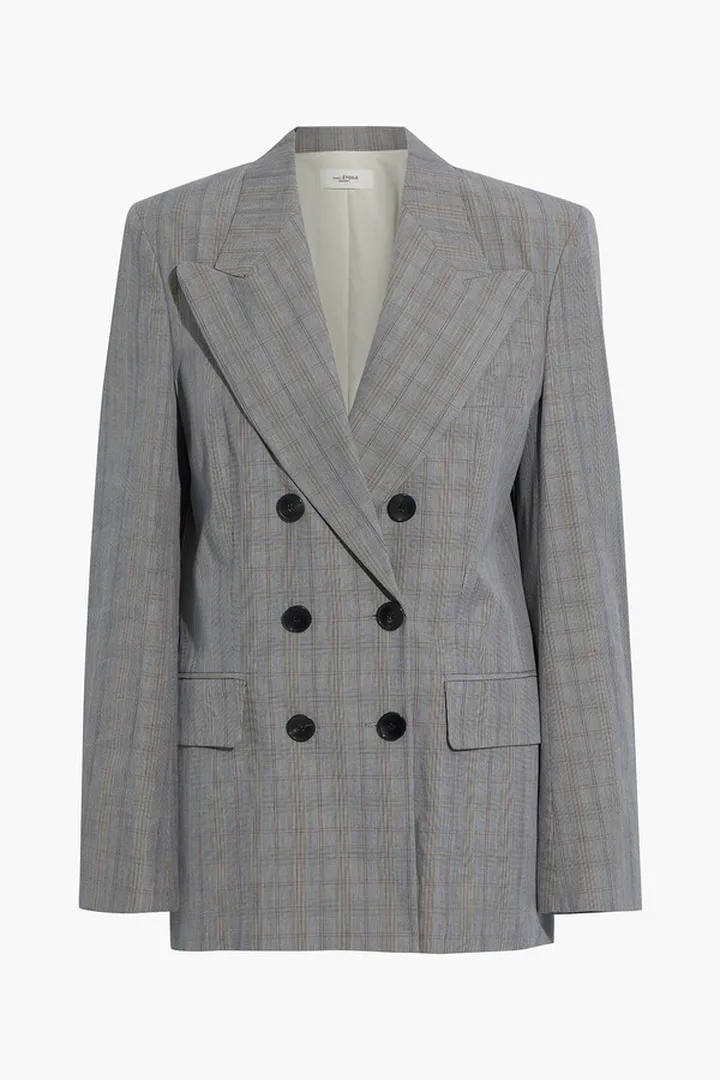 Iliane double-breasted checked cotton-blend blazer