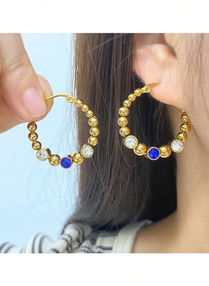 Elegant Gold Plated Stainless Steel Hoop Earrings For Women