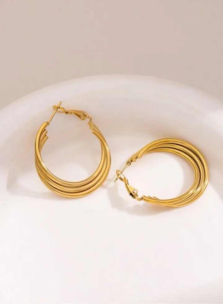 Elegant Stainless Steel Gold Plated Earrings For Women