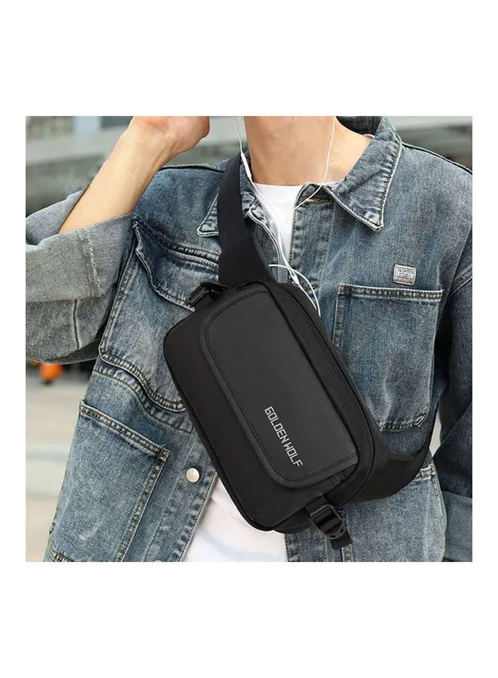 Nylon Casual Fashion Waist Chest Crossbody Shoulder Bag Black