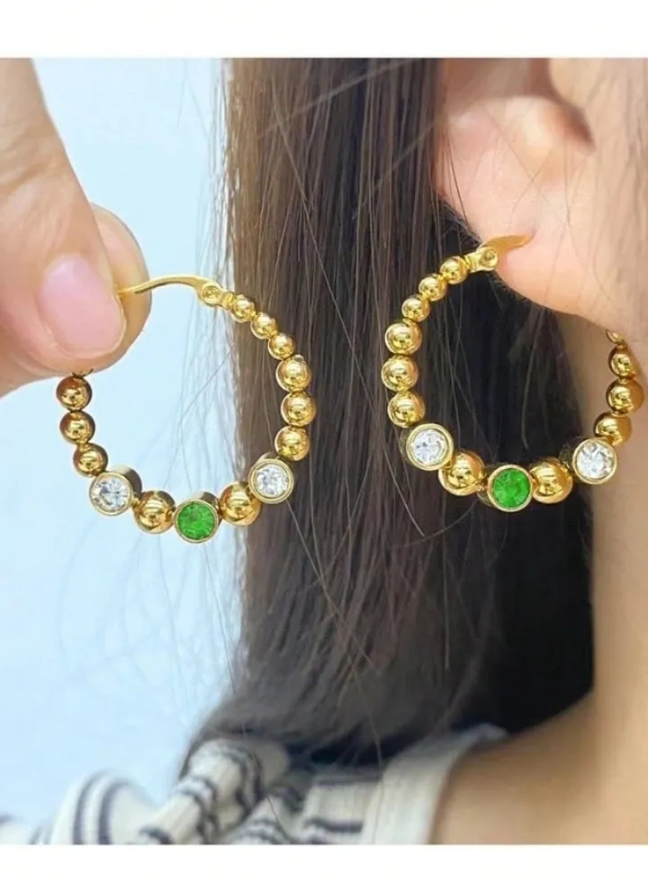 Elegant Gold Plated Stainless Steel Hoop Earrings For Women