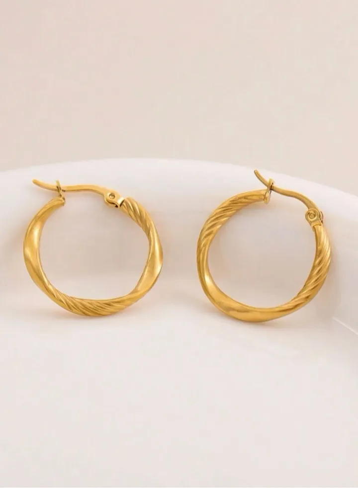 Elegant Stainless Steel Gold Plated Earrings For Women