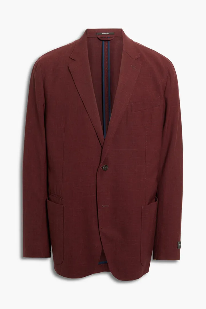Checked wool and linen-blend blazer