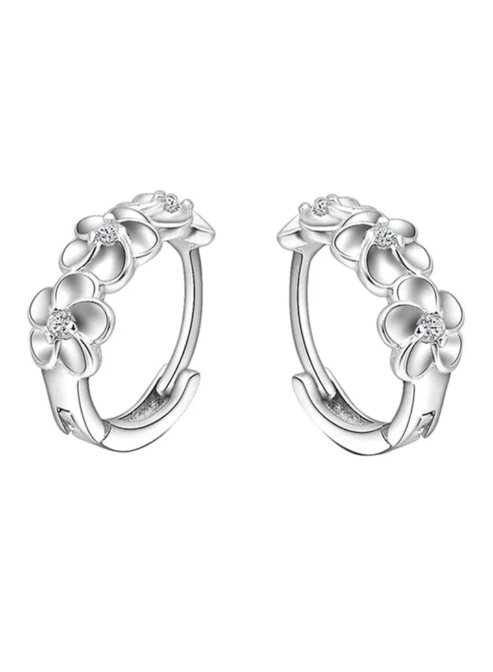 Flower Shape Hoop Earrings