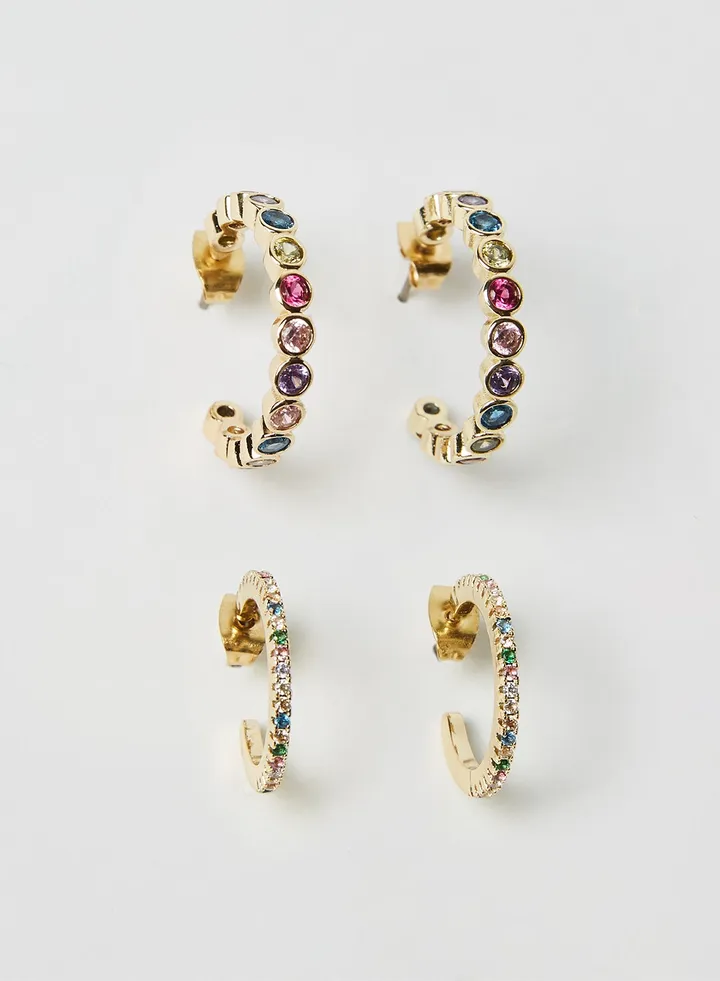 Embellished Hoop Earrings (Pack of 2)