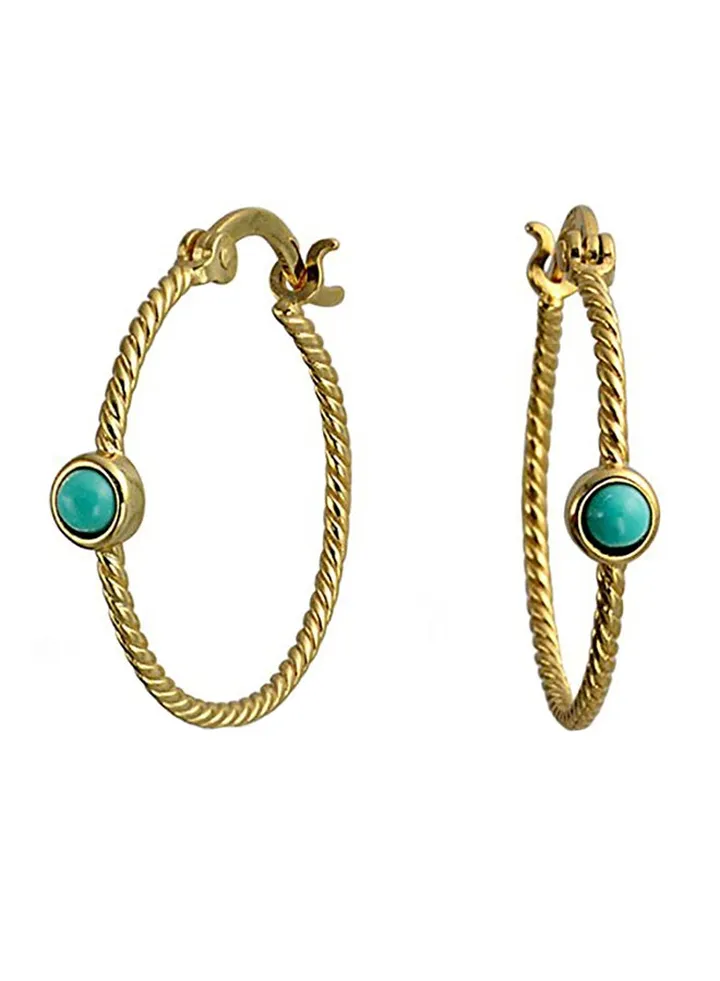 14K Gold Plated 925 Sterling Silver Rope Thin Hoop Earrings