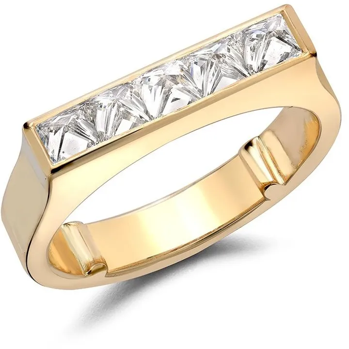 18kt yellow gold RockChic flat-topped diamond band