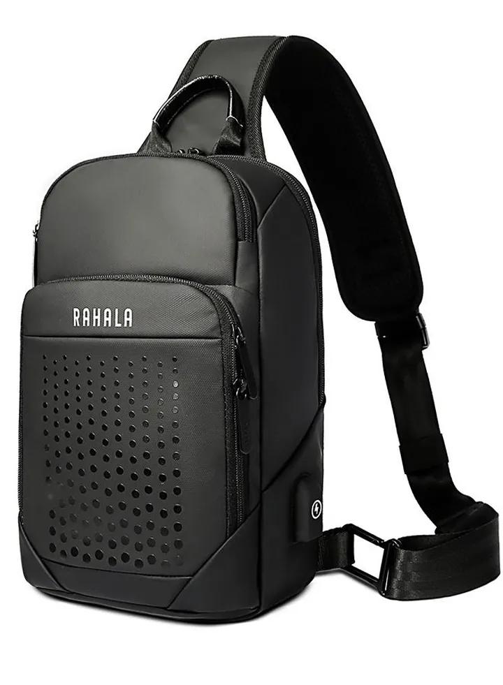 BNG-129 Fashion Casual Crossbody Messenger Bag USB Charging Port Black
