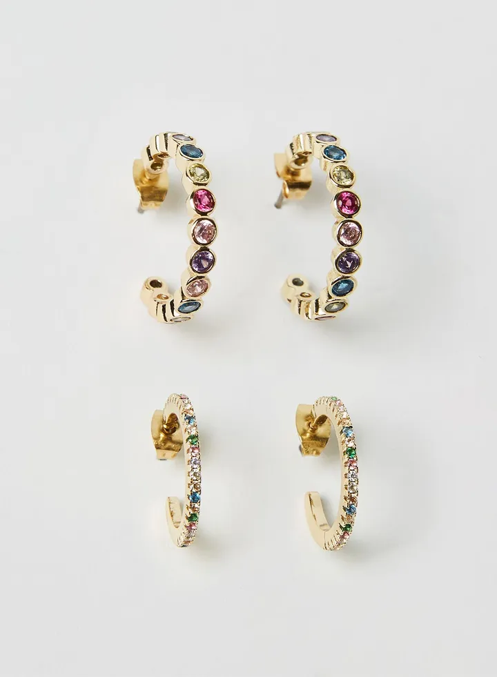 Embellished Hoop Earrings (Pack of 2)