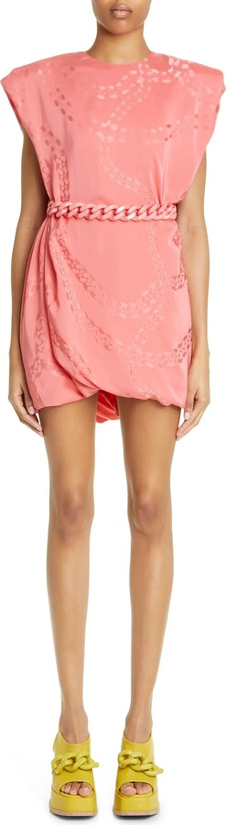 Falabella Chain Silk Blend Satin Jacquard Minidress
