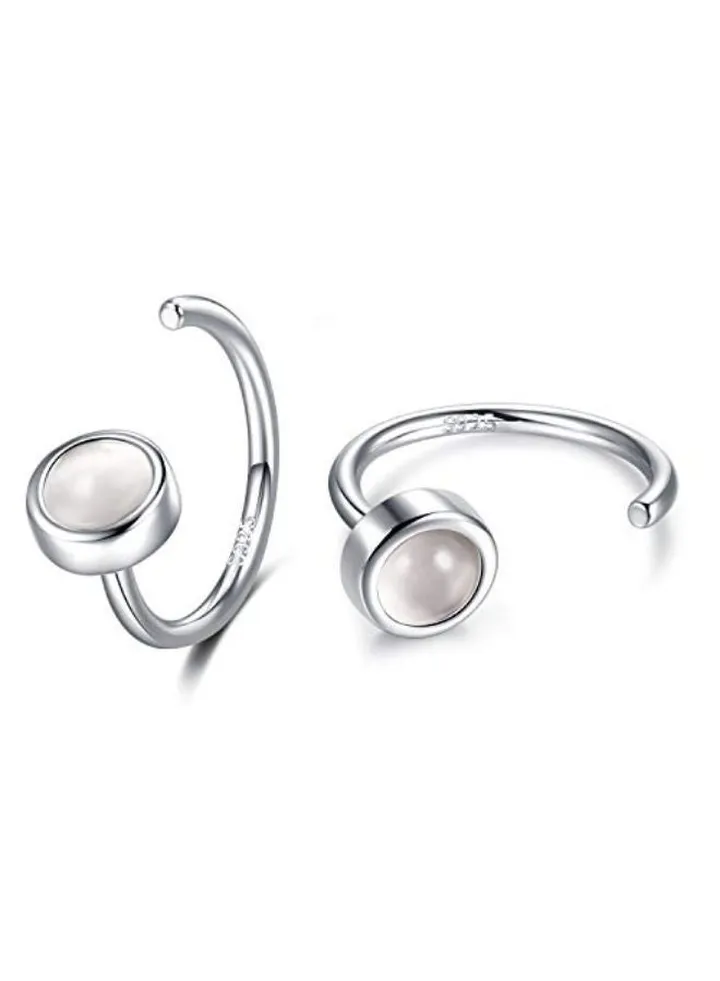 Moonstone Huggie Hoop Earrings