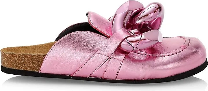 Chain Metallic Leather Loafers
