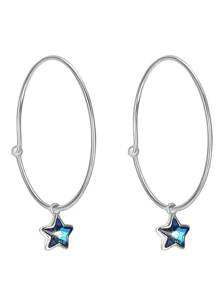 925 Sterling Silver Crystal Hoops