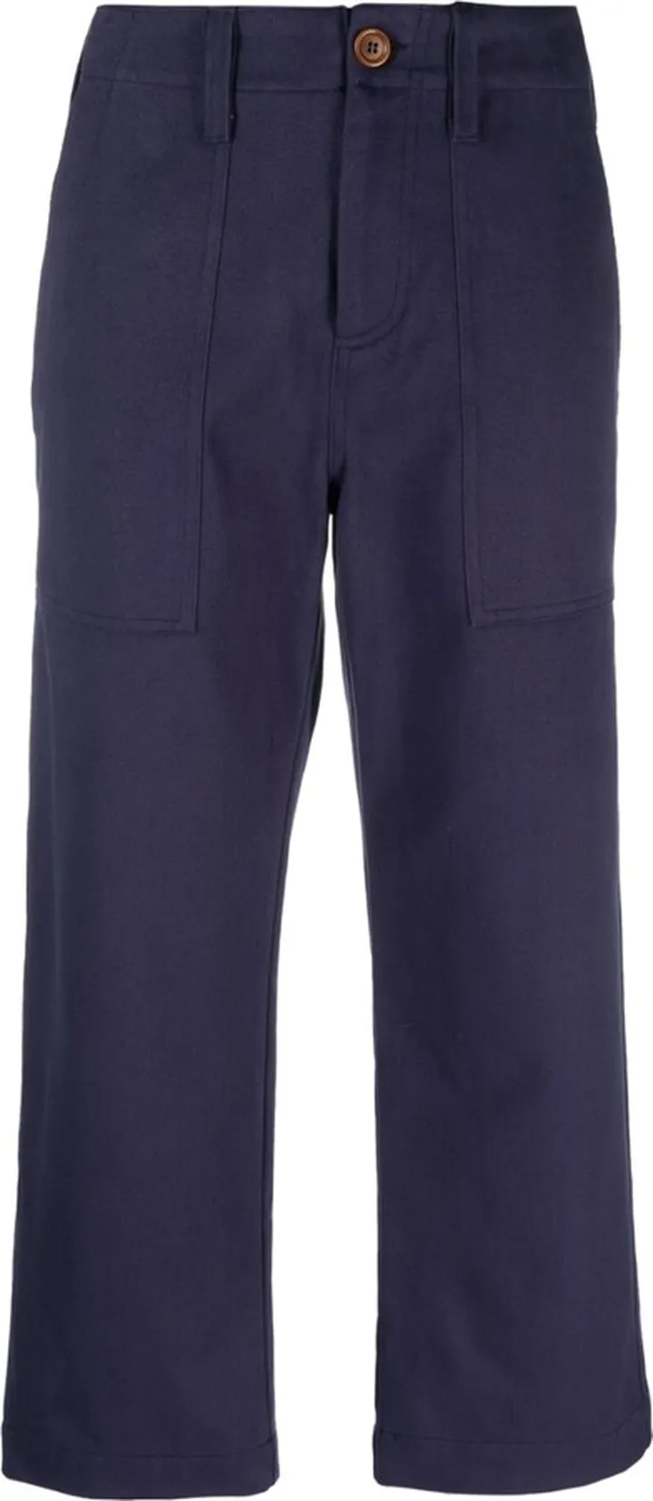 Seam-Detail Cotton Cropped Trousers