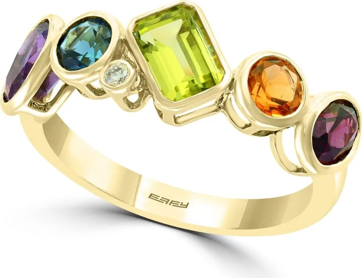 Mosaic Gold 14K Yellow Gold Stone and Diamond Ring - Size 7 - 0.01ct.
