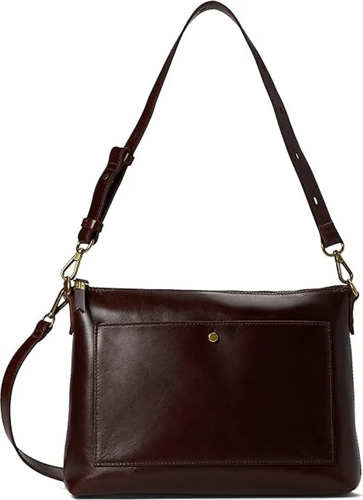 Madewell Transport Shoulder Bag - Box Leather (Espresso Bean) Handbags