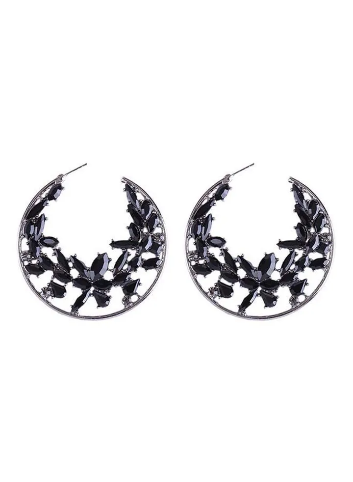 Stone Studded Hoop Earrings