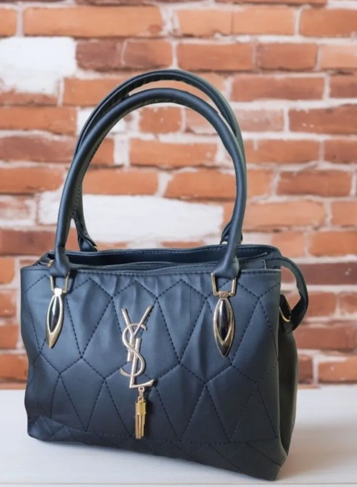 Women's black leather handbag