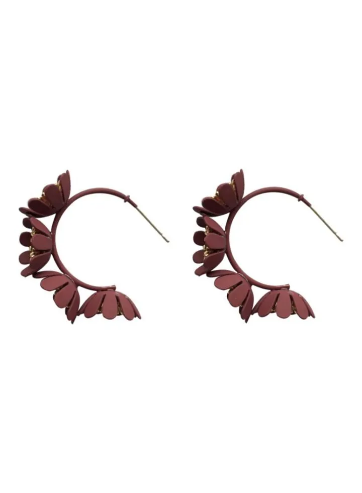 Floral Designed Hoop Earrings