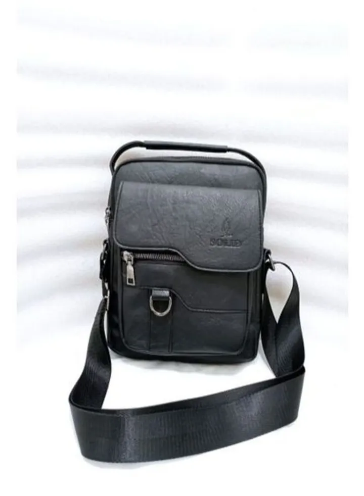 Leather Crossbody Bag - Black