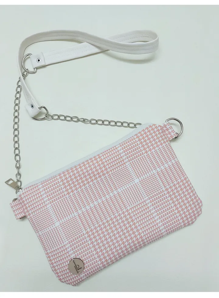 White and pink cross body bag