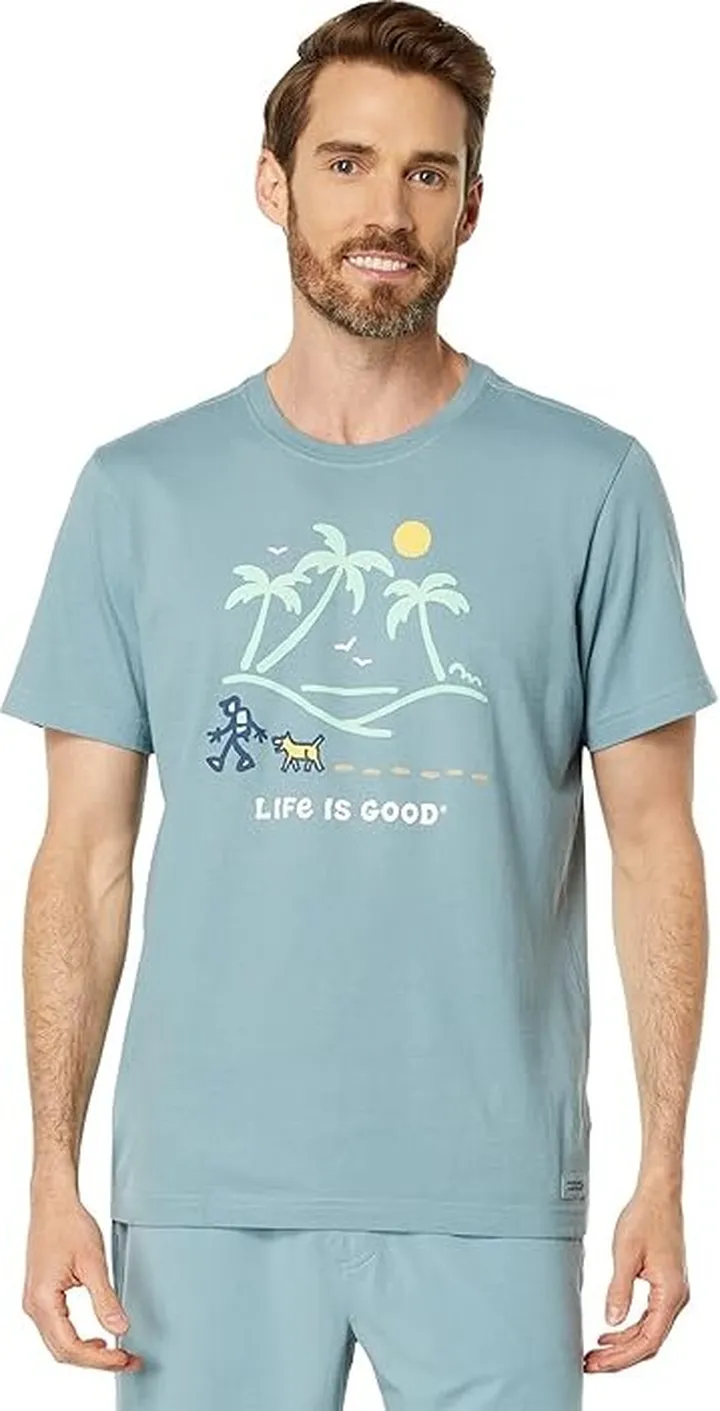Life is Good Hiking Along The Shore Crusher Tee (Smoky Blue 2) Men's Clothing