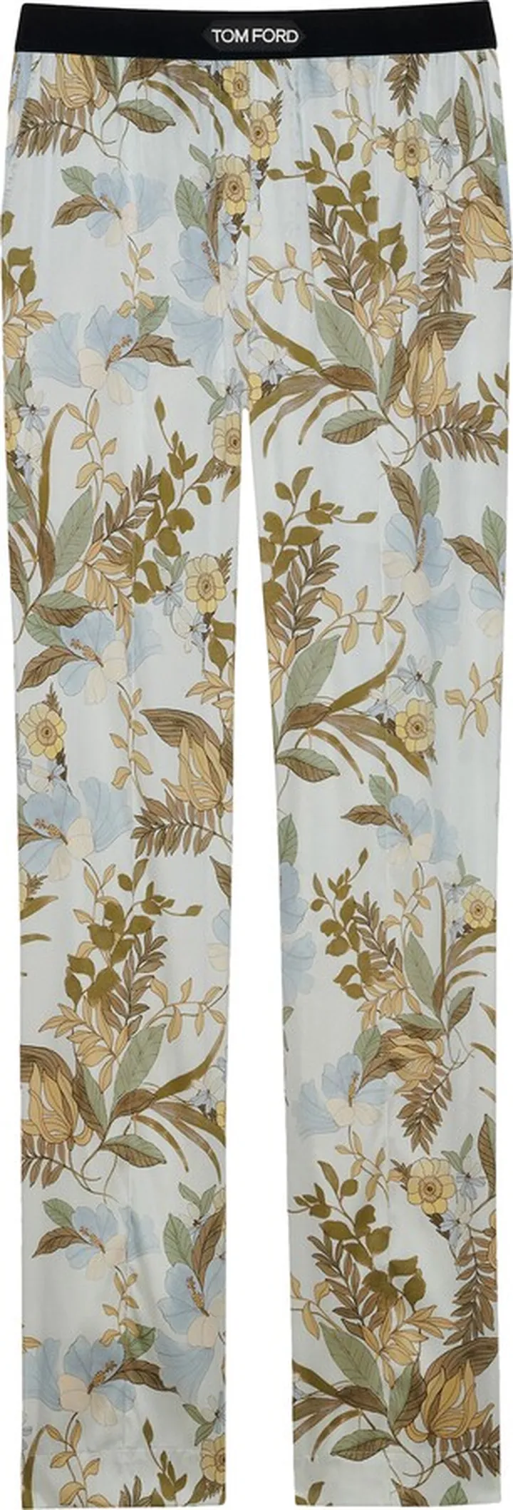 Floral Print Stretch Silk Pajama Pants